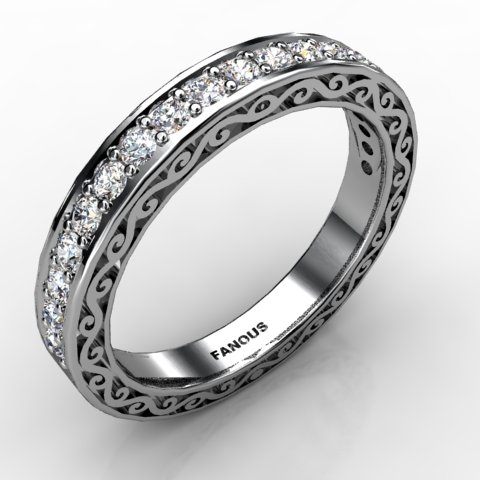 18k White Gold Wedding Band 0.437ct - 0300748-18kw